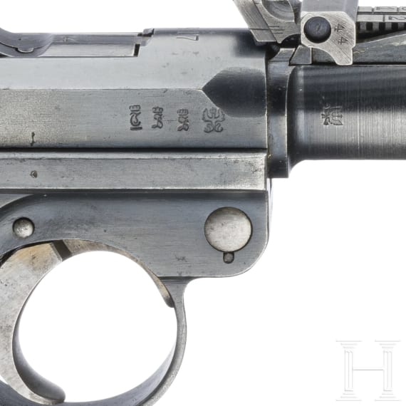 An Artillery Luger by DWM, 1917, with shoulder stock and holser