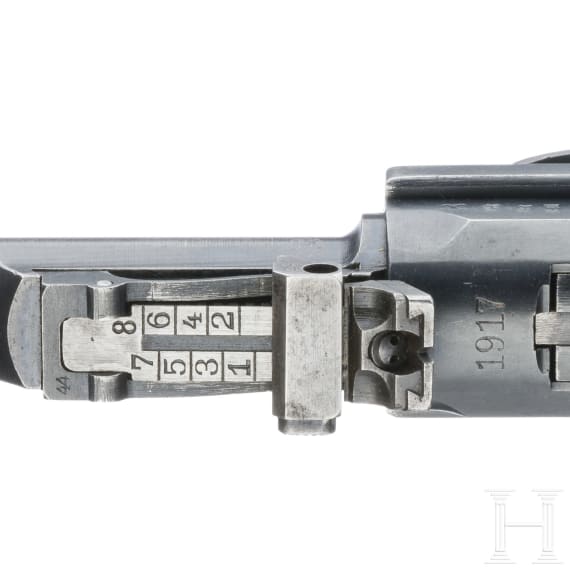 An Artillery Luger by DWM, 1917, with shoulder stock and holser