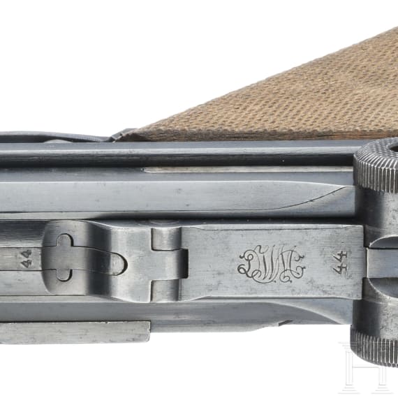 An Artillery Luger by DWM, 1917, with shoulder stock and holser