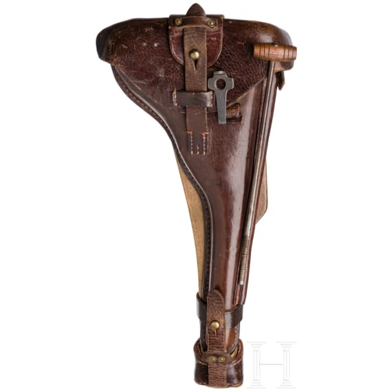 An Artillery Luger by DWM, 1917, with shoulder stock and holser