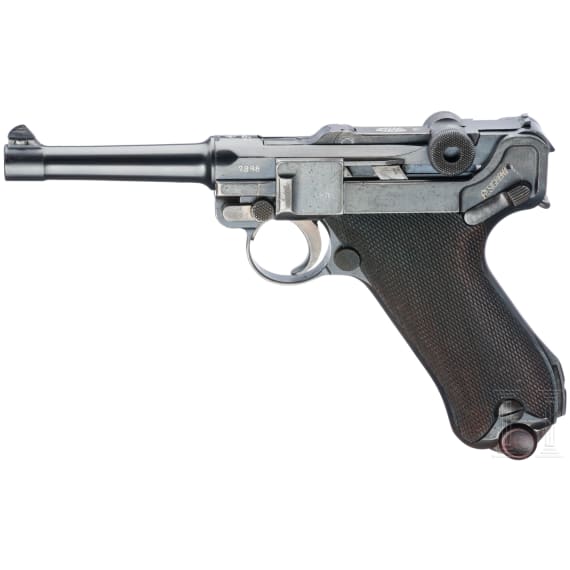 A Luger pistol by DWM, 1918, "Lazy S Death's Head"