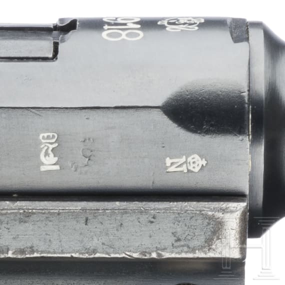 A Luger pistol by DWM, 1918, "Lazy S Death's Head"