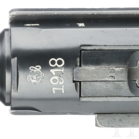 A Luger pistol by DWM, 1918, "Lazy S Death's Head"