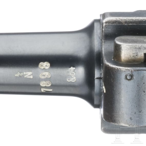 A Luger pistol by DWM, 1918, "Lazy S Death's Head"