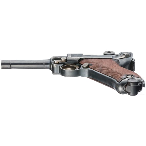 A Luger pistol by DWM, 1918, "Lazy S Death's Head", with holster