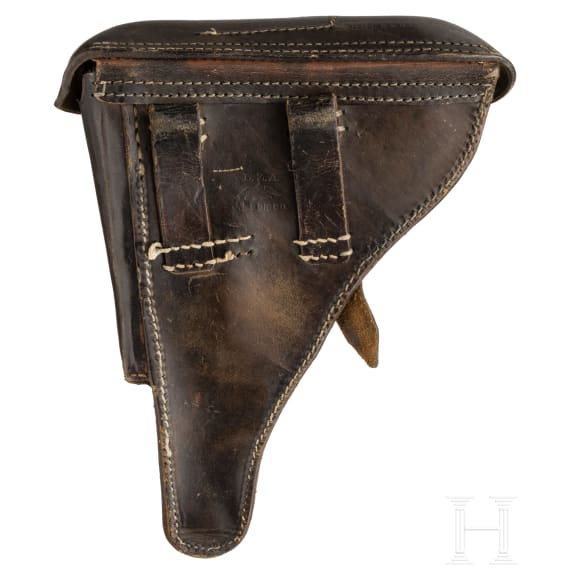 A Luger pistol by DWM, 1918, "Lazy S Death's Head", with holster