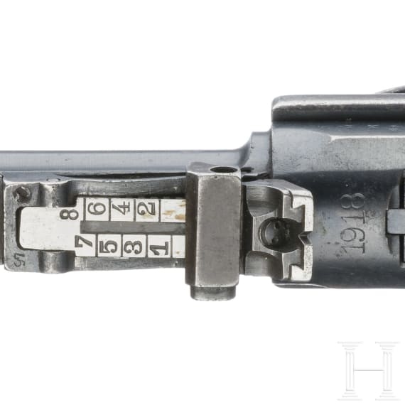 An Artillery Luger by DWM, 1918, with shoulder stock and holster