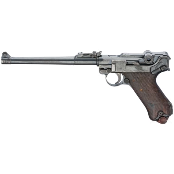 An Artillery Luger by DWM, 1918, with shoulder stock and holster