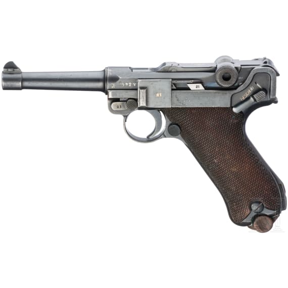 A Luger pistol by DWM, Weimar Alphabet, Navy, with holster