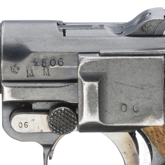 A Luger pistol Mod. 06 by DWM, Weimar Rework, Marine, Berlin police, holster with matching number