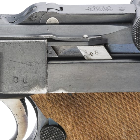 A Luger pistol Mod. 06 by DWM, Weimar Rework, Marine, Berlin police, holster with matching number