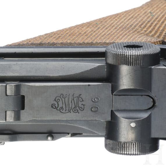 A Luger pistol Mod. 06 by DWM, Weimar Rework, Marine, Berlin police, holster with matching number