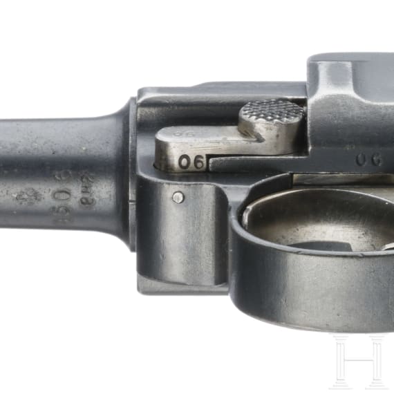 A Luger pistol Mod. 06 by DWM, Weimar Rework, Marine, Berlin police, holster with matching number