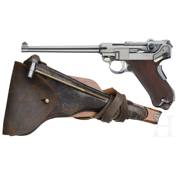 A Luger Parabellum Mod. 1900, Chilean 2nd trials model with fixed rear sights, shoulder board and holster