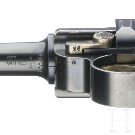 A Luger Parabellum Mod. 1900, Chilean 2nd trials model with fixed rear sights, shoulder board and holster