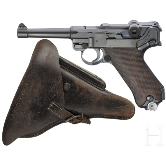 Pistole 08, DWM, Sneak (Riff-Kontrakt), Landj&auml;gerei, mit Koffertasche