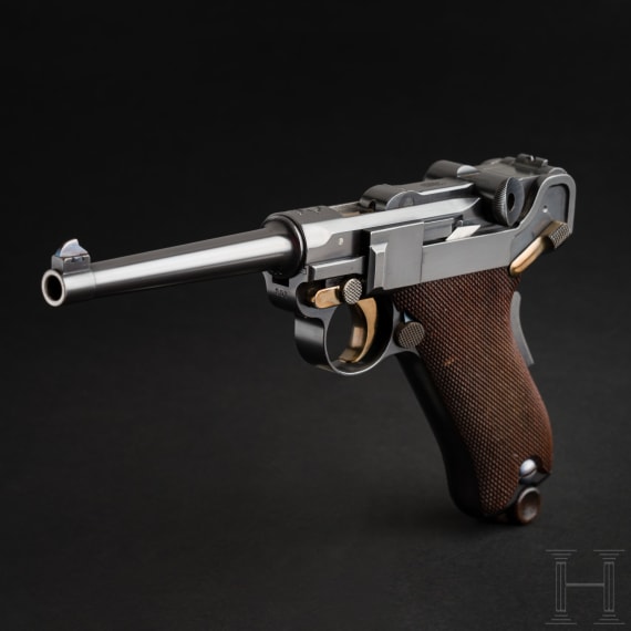 A Luger Parabellum by DWM, 1900, Portuguese contract "King Carlos I", with "GL" initials (Georg Luger)