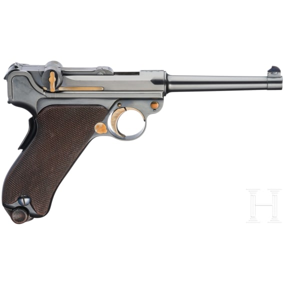 A Luger Parabellum by DWM, 1900, Portuguese contract "King Carlos I", with "GL" initials (Georg Luger)