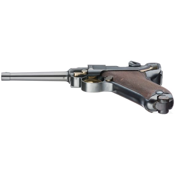 A Luger Parabellum by DWM, 1900, Portuguese contract "King Carlos I", with "GL" initials (Georg Luger)