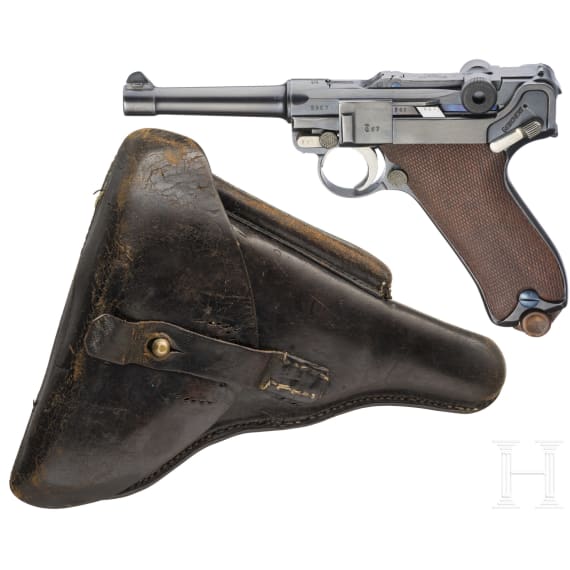 A Luger pistol by Erfurt, 1911, with holster
