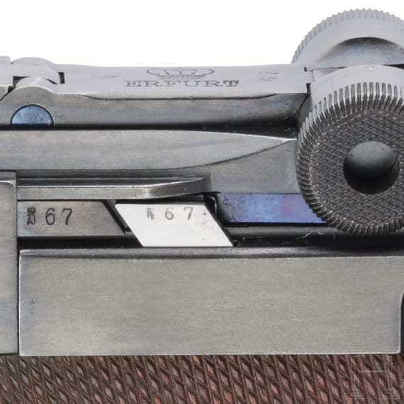A Luger pistol by Erfurt, 1911, with holster