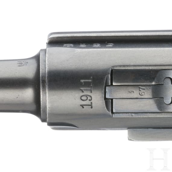 A Luger pistol by Erfurt, 1911, with holster