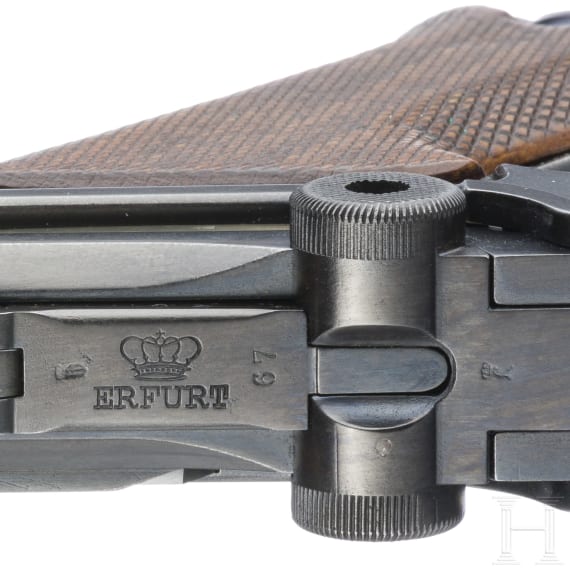 A Luger pistol by Erfurt, 1911, with holster