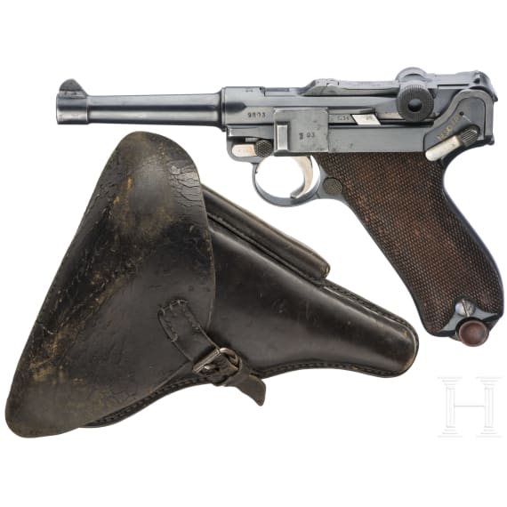 A Luger pistol by Erfurt, 1912, EWB, with holster