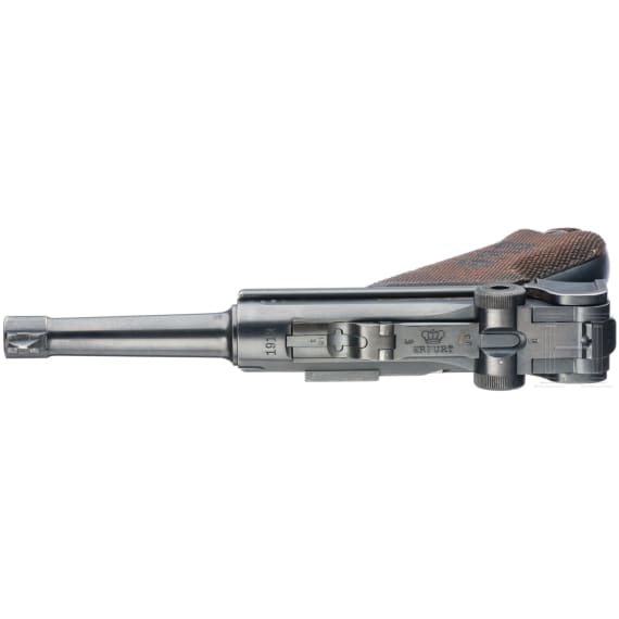 A Luger pistol by Erfurt, 1912, EWB, with holster