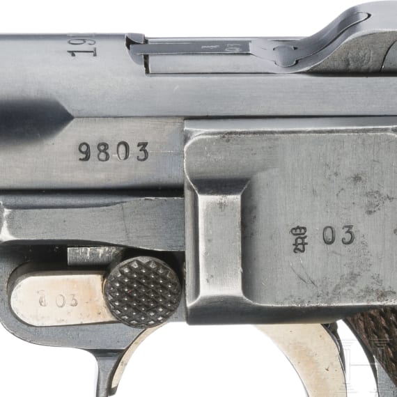 A Luger pistol by Erfurt, 1912, EWB, with holster