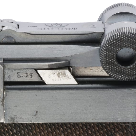 A Luger pistol by Erfurt, 1912, EWB, with holster