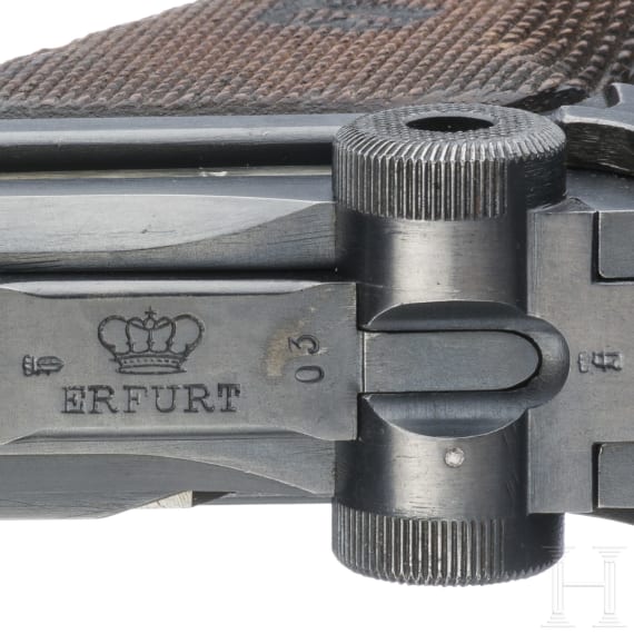 A Luger pistol by Erfurt, 1912, EWB, with holster