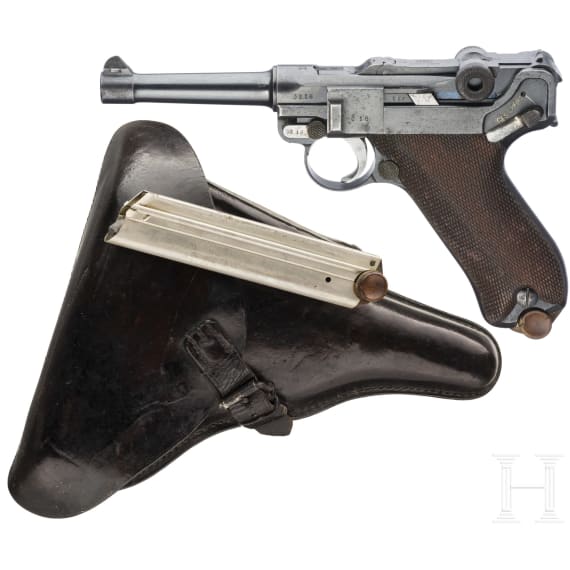 A Luger pistol by Erfurt, 1913, with holster