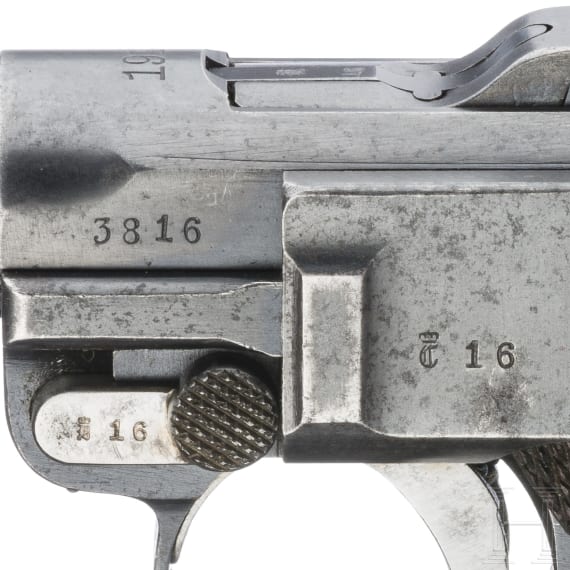 A Luger pistol by Erfurt, 1913, with holster