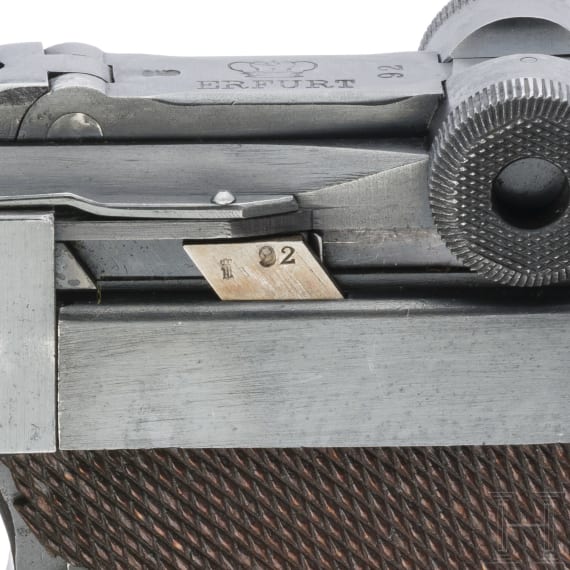 Pistole 08, Erfurt 1913, Simson-Rework, Landj&auml;gerei, mit Koffertasche