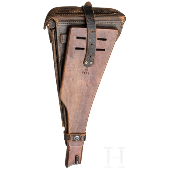 An Artillery Luger by Erfurt, 1914, with holster and shoulder stock