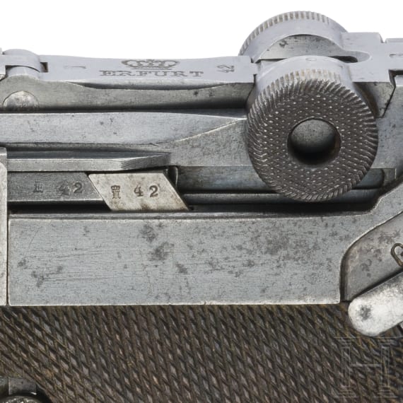 An Artillery Luger by Erfurt, 1914, with holster and shoulder stock