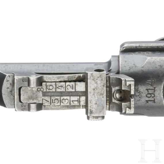 An Artillery Luger by Erfurt, 1914, with holster and shoulder stock