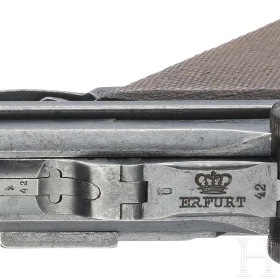 An Artillery Luger by Erfurt, 1914, with holster and shoulder stock