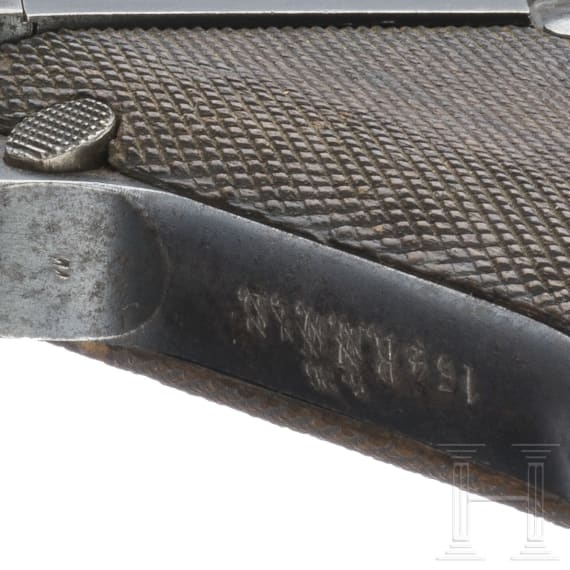 An Artillery Luger by Erfurt, 1914, with holster and shoulder stock