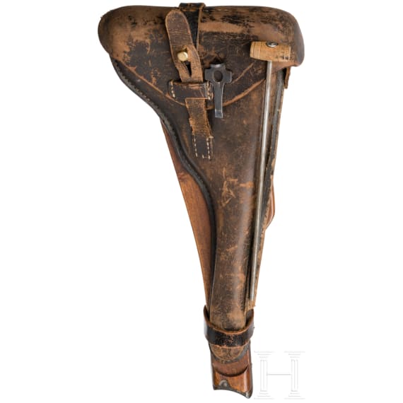 An Artillery Luger by Erfurt, 1914, with holster and shoulder stock