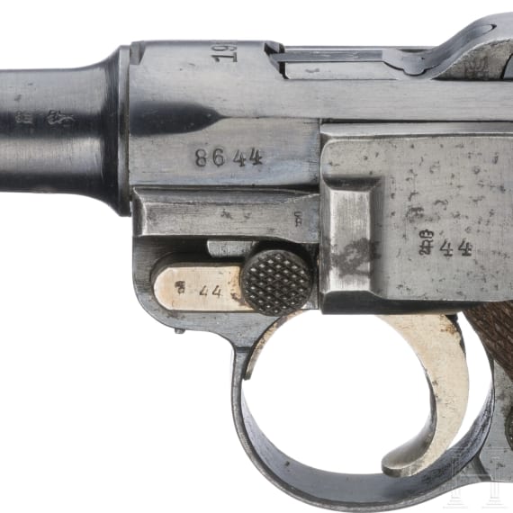 A Luger pistol by Erfurt, 1917, two matching magazines, with holster