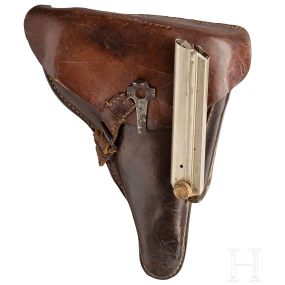 A Luger pistol by Erfurt, 1917, two matching magazines, with holster