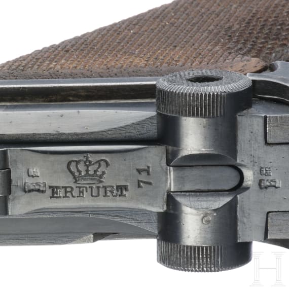 Pistole 08, Erfurt 1918, zwei Magazine, mit Koffertasche