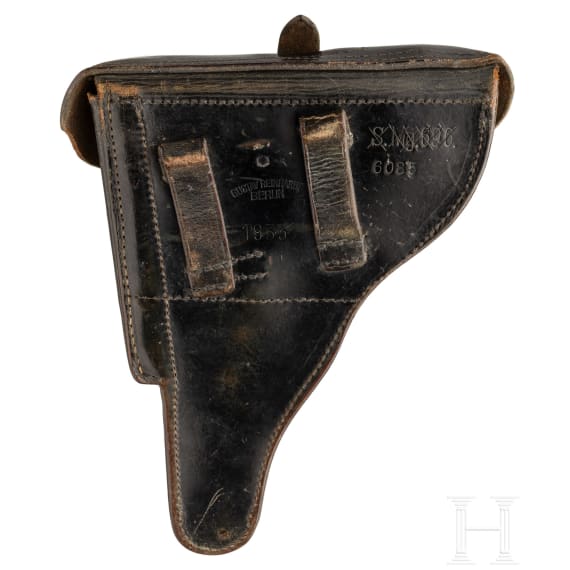 A Luger pistol by Erfurt, 1918/1920, Reichswehr, police, both safeties, two matching magazines, holster