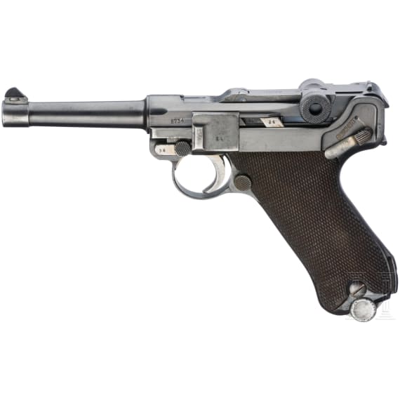 A Luger pistol by Mauser, code "G - S/42", with holster; Kriegsmarine