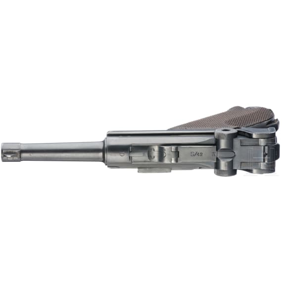 A Luger pistol by Mauser, code "G - S/42", with holster; Kriegsmarine