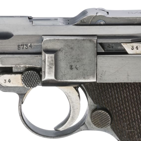 A Luger pistol by Mauser, code "G - S/42", with holster; Kriegsmarine