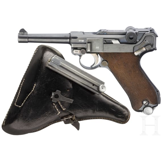 A Luger pistol by Mauser, code "G - S/42", with holster; Kriegsmarine