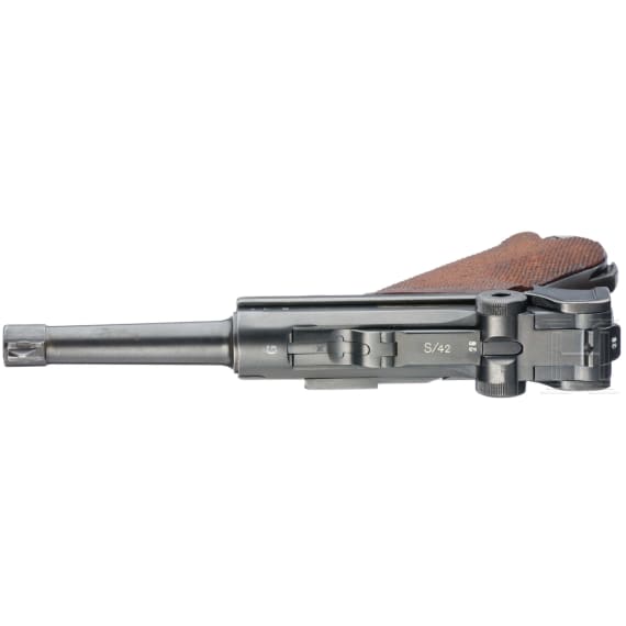 A Luger pistol by Mauser, code "G - S/42", with holster; Kriegsmarine